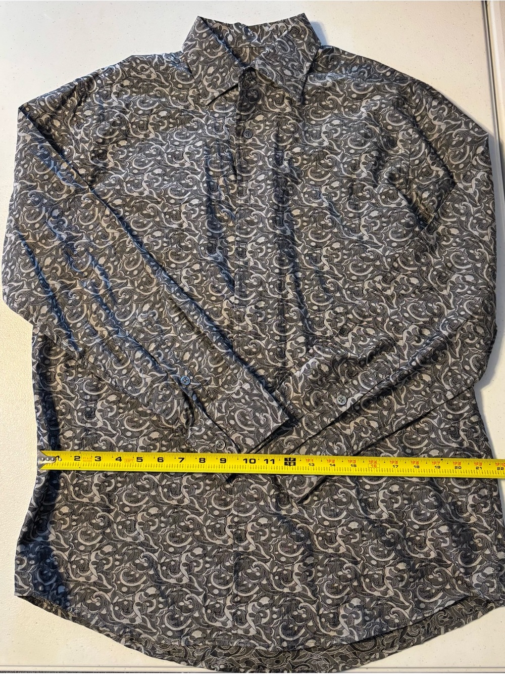 Zanella men’s  Long Sleeve Paisley Button-Up Shirt - Gray size large